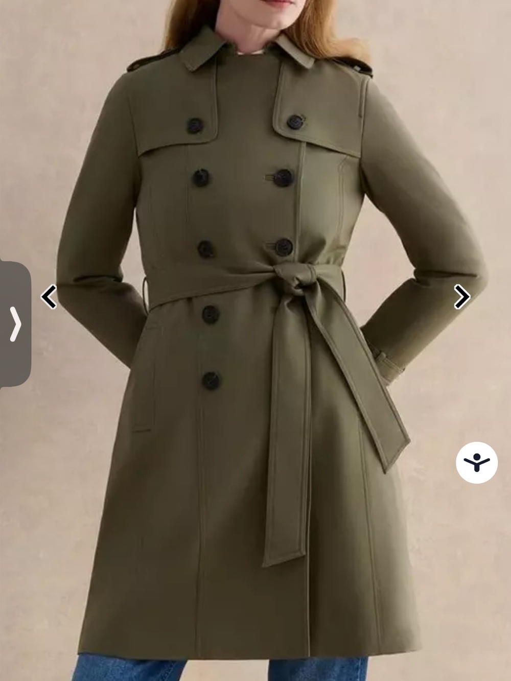 Olive Double-Breasted Trench Coat with Belt
